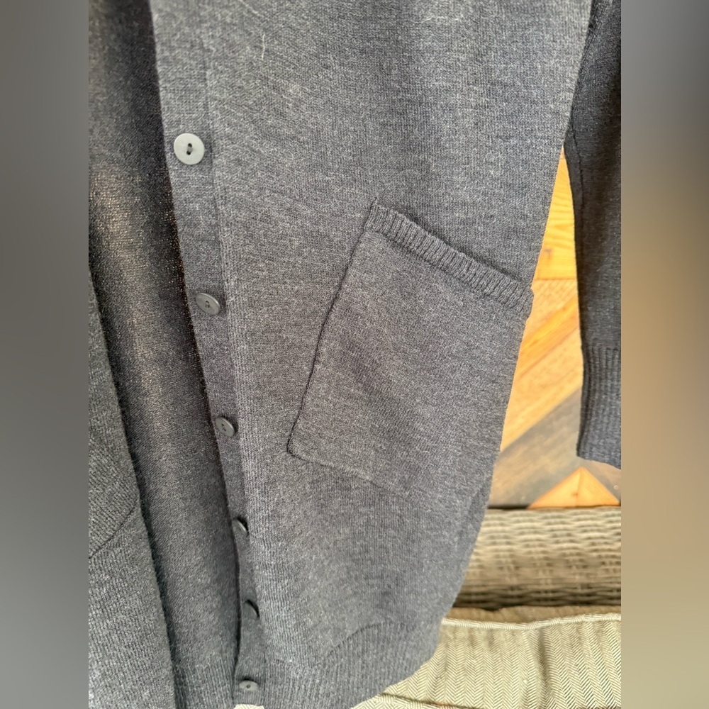 Eileen Fisher Deep Gray Lightweight Wool Cardigan XS - Picture 7 of 8